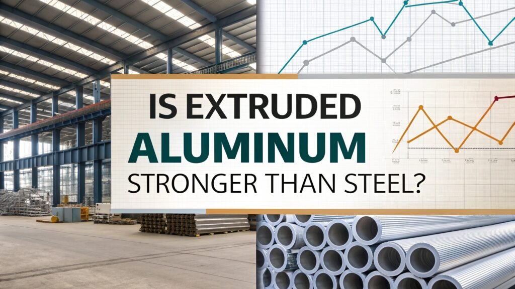 alt text: Scale balancing lightweight aluminum extrusion against heavier steel profile